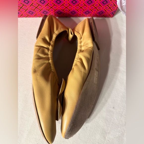 Tory Burch Flower Ballet Napa Leather Honey Yellow. Luxury Ballet Flats Size 8 - Picture 8 of 11